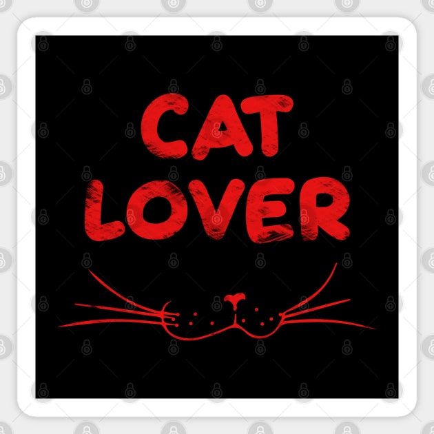 Cat Lover - Red Sticker by Scailaret